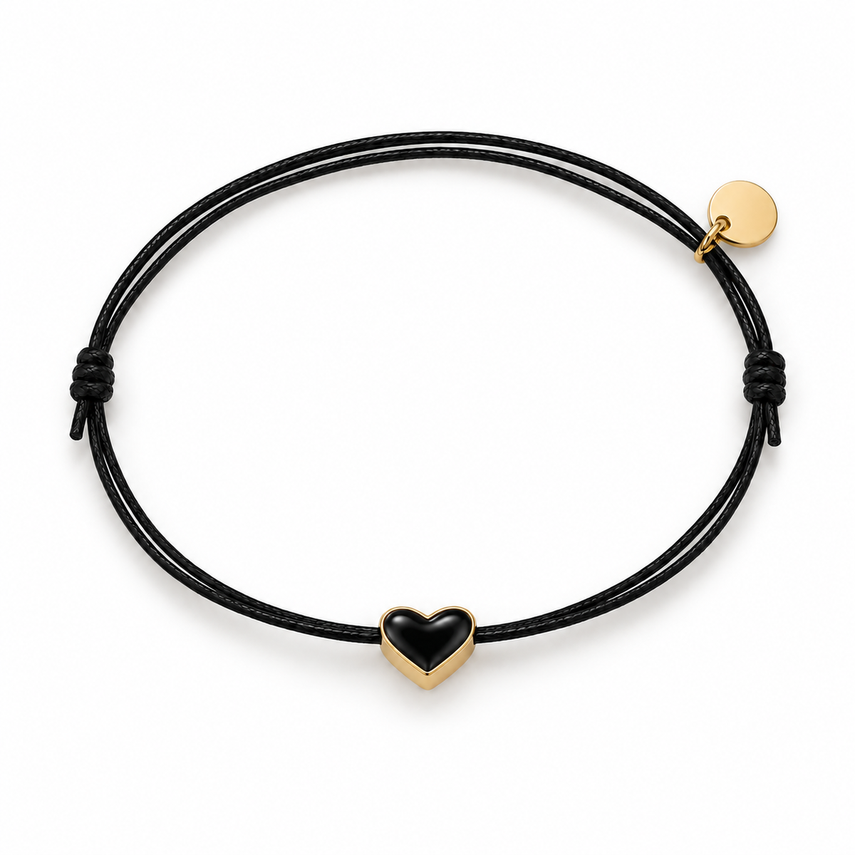 Pulsera cordón negro corazón negro