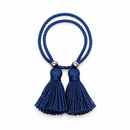 Pulsera Cuerda Borlas Flecos color Azul marino