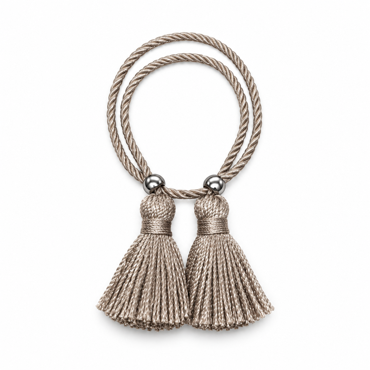 Pulsera Cuerda Borlas Flecos color Beige