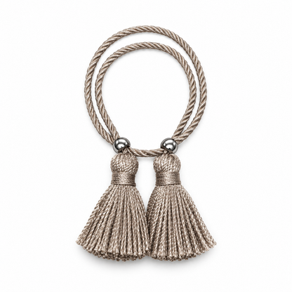 Pulsera Cuerda Borlas Flecos color Beige