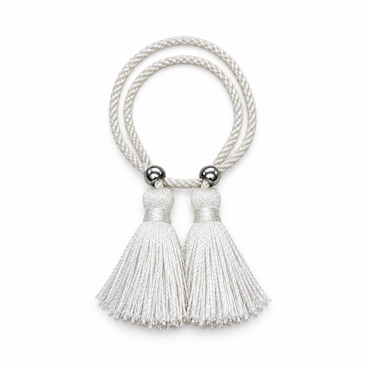 Pulsera Cuerda Borlas Flecos color Blanco