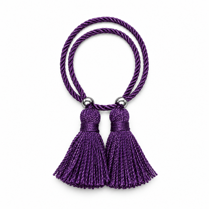 Pulsera Cuerda Borlas Flecos color Morado