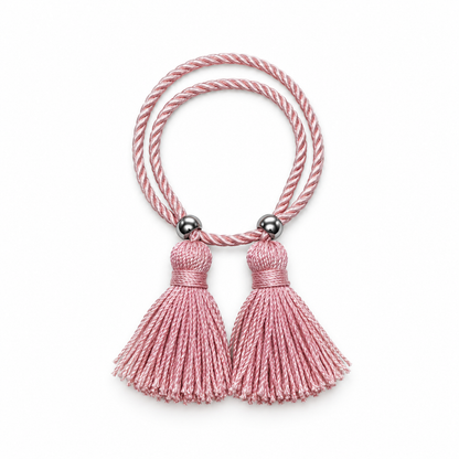Pulsera Cuerda Borlas Flecos color Rosa claro