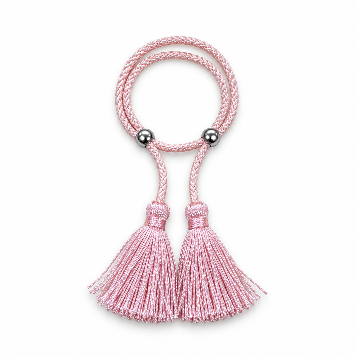 Pulsera Cuerda Borlas Flecos color Rosa