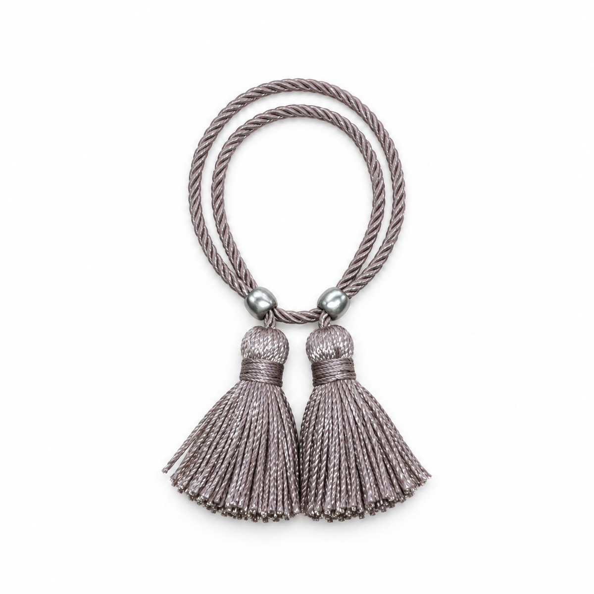 Pulsera Cuerda Borlas Flecos color Topo