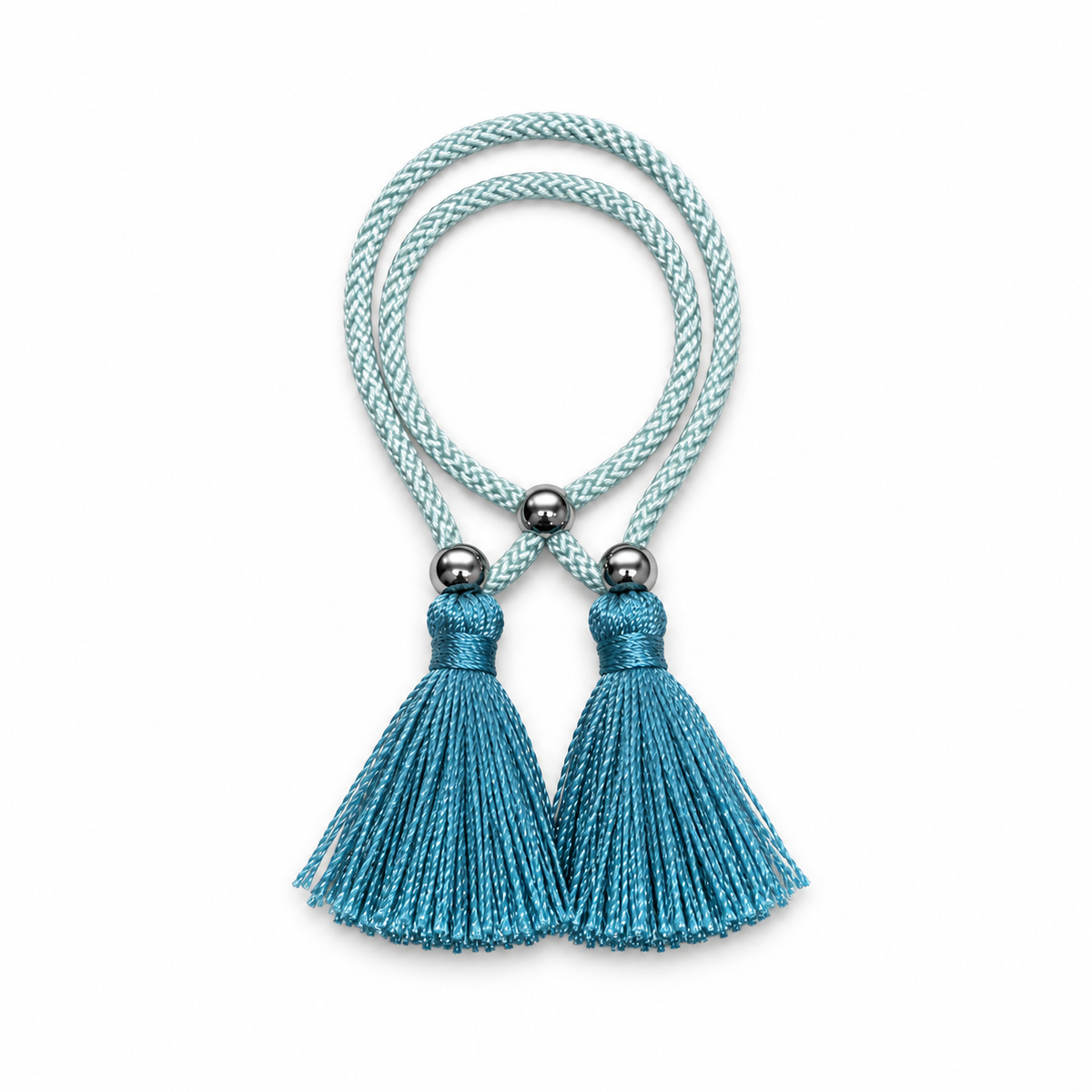Pulsera Cuerda Borlas Flecos color Turquesa