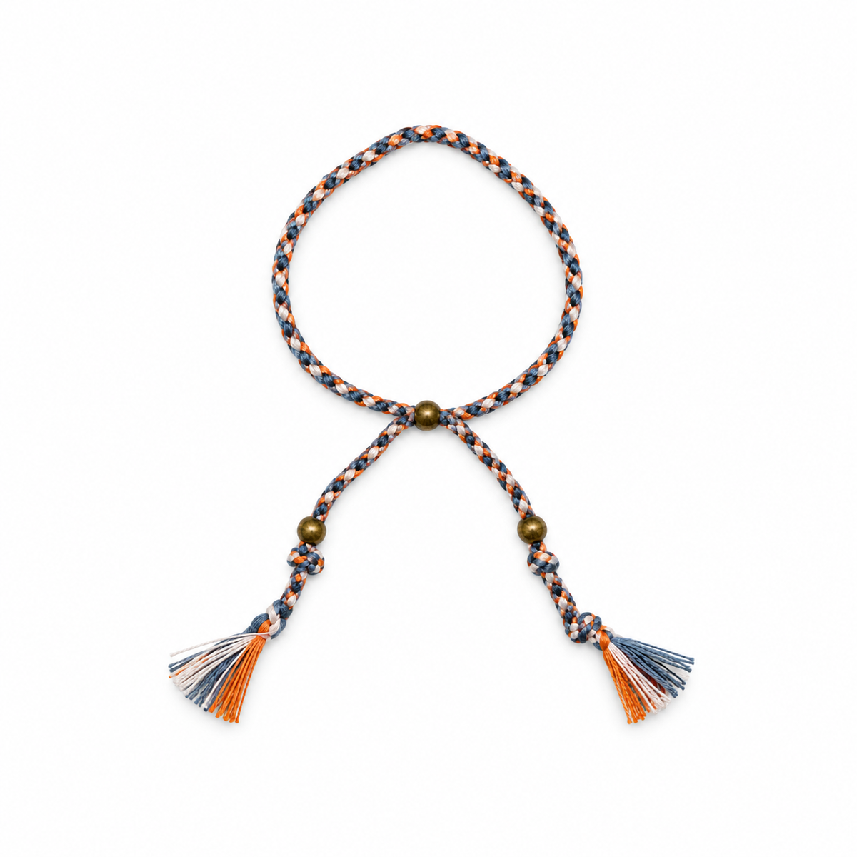 Pulsera étnica trenzada cuerda Azul y naranja