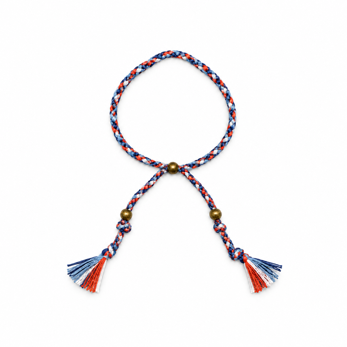 Pulsera étnica trenzada cuerda Azul y rojo