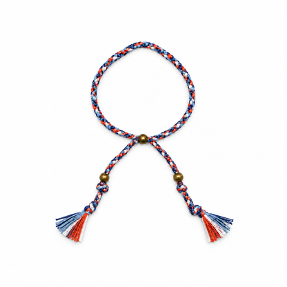 Pulsera étnica trenzada cuerda Azul y rojo