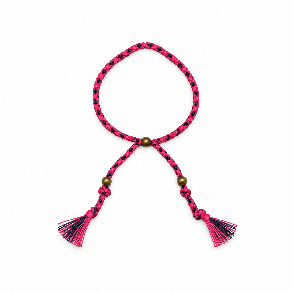 Pulsera étnica trenzada cuerda Fucsia y azul marino