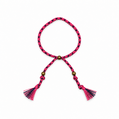 Pulsera étnica trenzada cuerda Fucsia y azul marino
