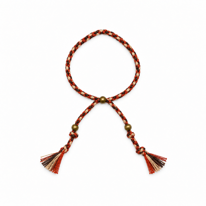 Pulsera étnica trenzada cuerda Naranja y marrón