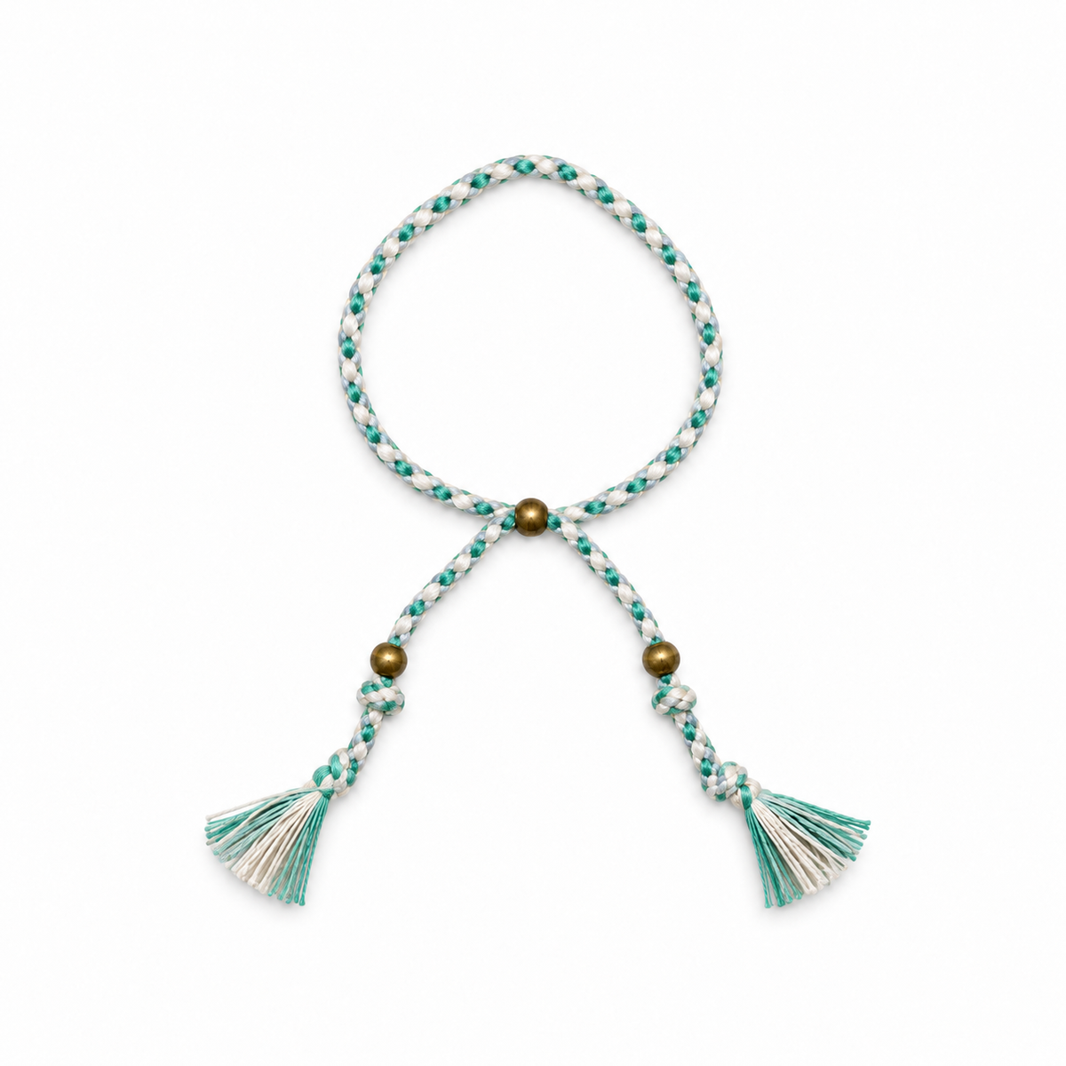 Pulsera étnica trenzada cuerda Turquesa y blanco