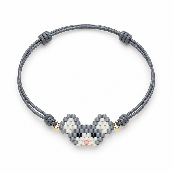 Pulsera Elástica Miyuki Ratón — fondo blanco