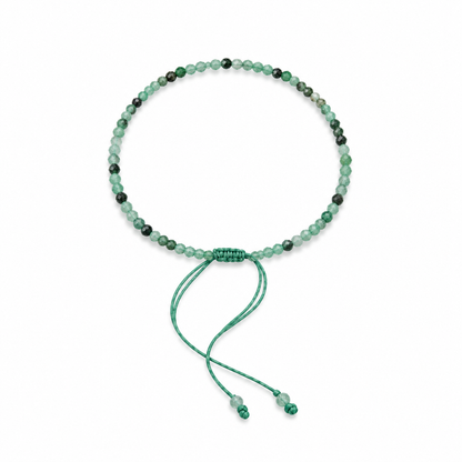 Pulsera Piedras Naturales - Piedra verde floral