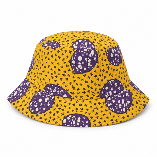 Sombrero wax amarillo mostaza con círculos morados