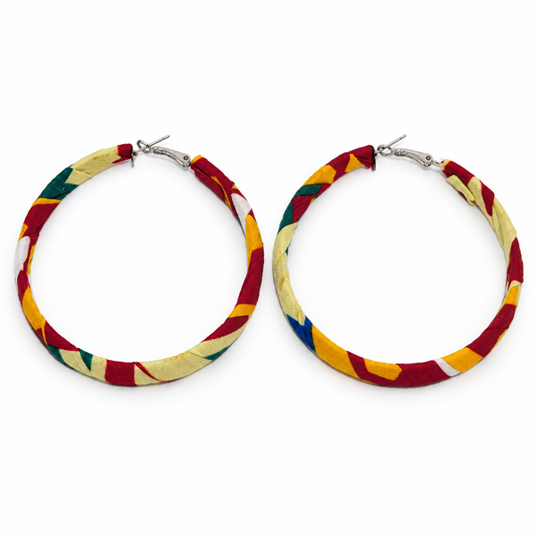 Pendientes Tela Wax Africana Redondo Amarillo Rojo y Verde